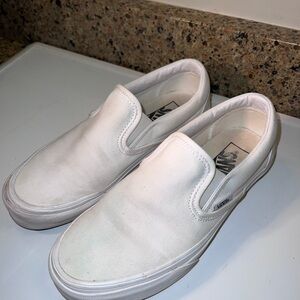 Vans White Canvas Slip-On Sneakers Women’s Size 6.5; Men’s Size 5 Preowned